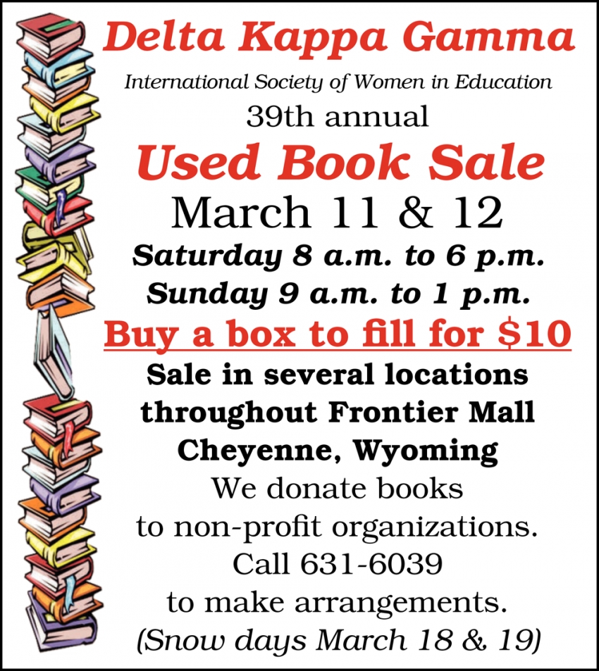 Used Book Sale, Delta Kappa Gamma, Cheyenne, WY