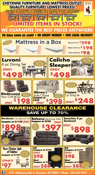 Limited Items In Stock Cheyenne Furniture And Mattress Outlet